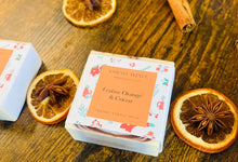 Load image into Gallery viewer, Festive Orange &amp; Cocoa soap with organic Cocao seed extract
