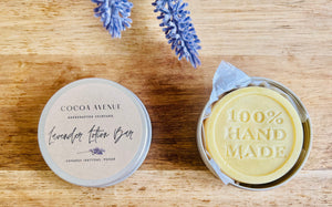 All Natural Lavender Lotion Bar rich in organic Cocoa Butter, Shea Butter & Lavender essential oil